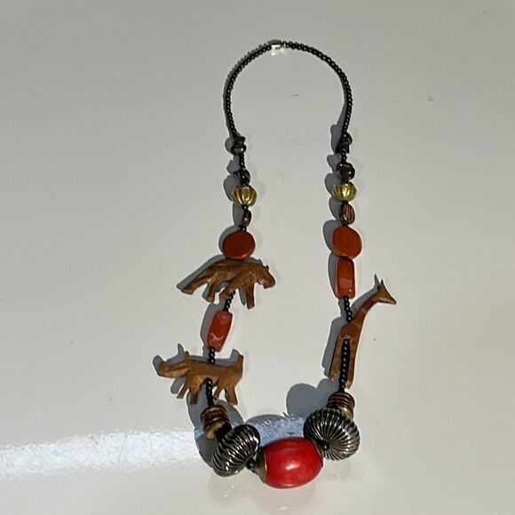 Vintage African-Style Mixed Media Necklace - 29 Inches - Picture 9 of 12